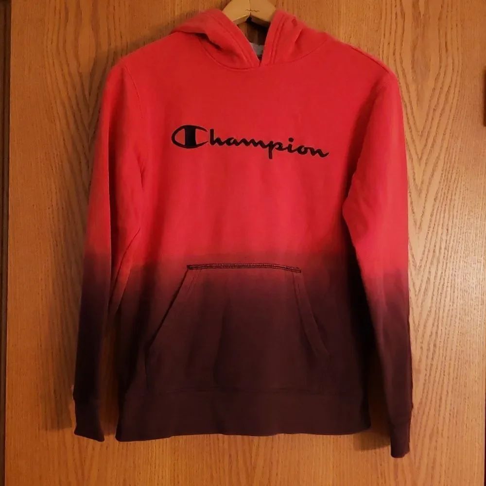 EUC Ombre Coral Purple Champion Hoodie Sweatshirt Youth Sz L